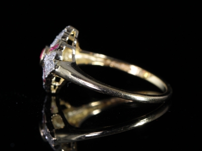 An Estate Ruby and Diamond 18ct Art Deco Style Ring