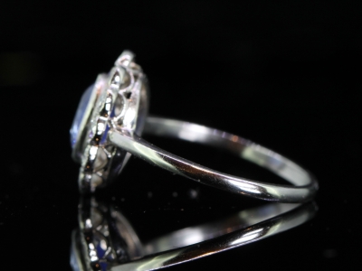 Stunning Sapphire and Diamond Platinum Cluster Ring