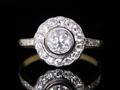Edwardian Diamond Double Halo 18ct Gold Ring
