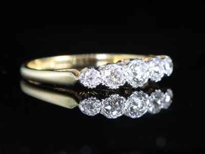 Edwardian Five Stone Diamond 18ct Gold Ring