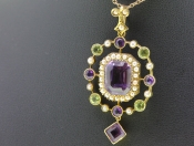 SPECTACULAR SUFFRAGETTE 15 CARAT GOLD PENDANT AND CHAIN