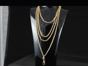 ELEGANT VICTORIAN 9 CARAT GOLD FANCY LINK GUARD CHAIN