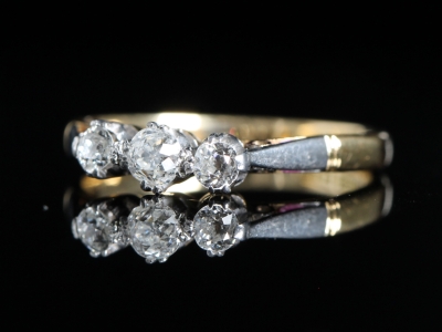 Art Deco Diamond Platinum and 18ct Gold Trilogy Ring