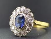 GORGEOUS EDWARDIAN CEYLON SAPPHIRE AND DIAMOND 18 CARAT GOLD RING