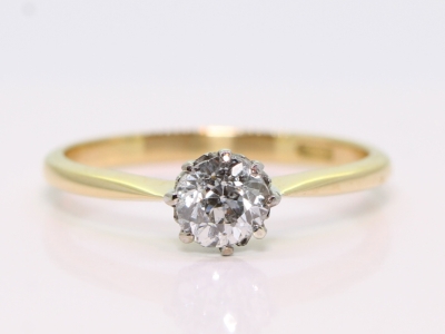 Edwardian Old Cut Diamond Solitaire 18ct Gold Ring