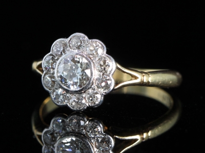 Edwardian Diamond Daisy 18ct and Platinum Ring