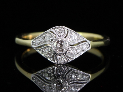 Unique Art Deco Inpsired Diamond 18 Carat Gold Ring