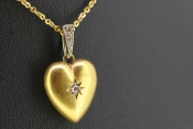 WONDERFUL EDWARDIAN DIAMOND HEART 15 CARAT GOLD PENDANT