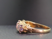 STUNNING AMETHYST AND DIAMOND 9 CARAT GOLD CLUSTER RING 