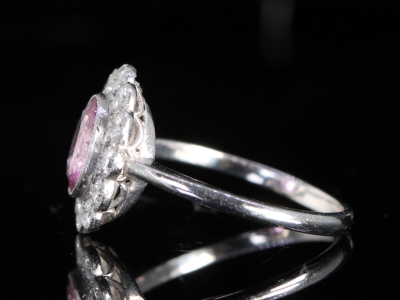 Vintage Pink Sapphire and Diamond Ring