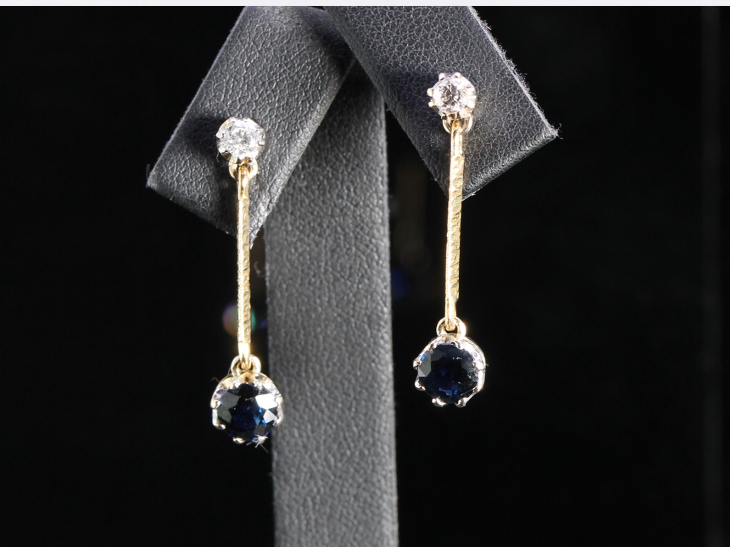  vintage diamond and sapphire drop earrings