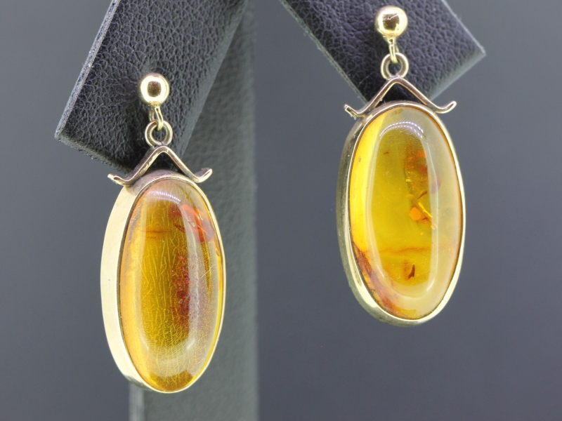 Pretty 1930s amber 9 carat gold drop earrings