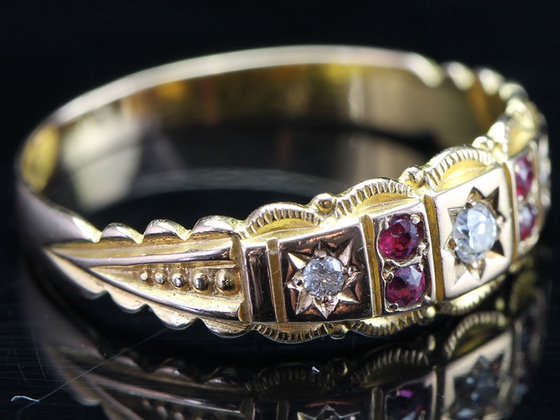  stunning ewardian ruby and diamond fancy 15 carat gold band