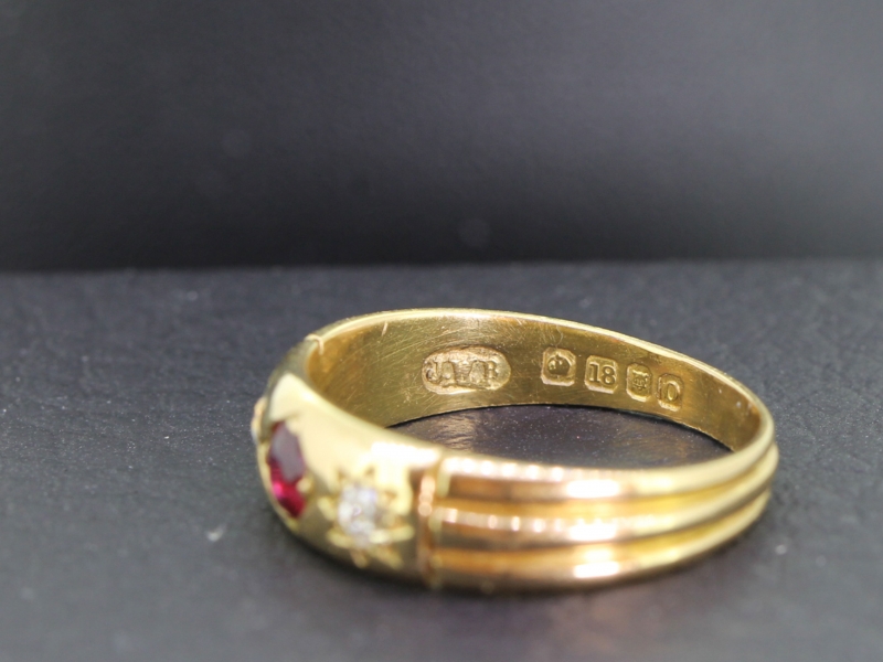 Wonderful edwardian ruby and diamond 18 carat gold ring