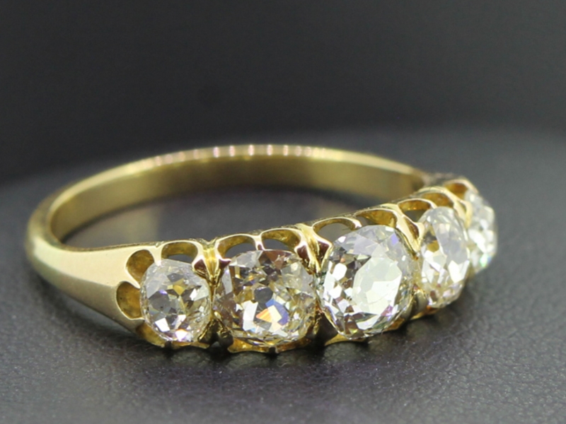 Stunning five stone edwardian 18 carat gold ring