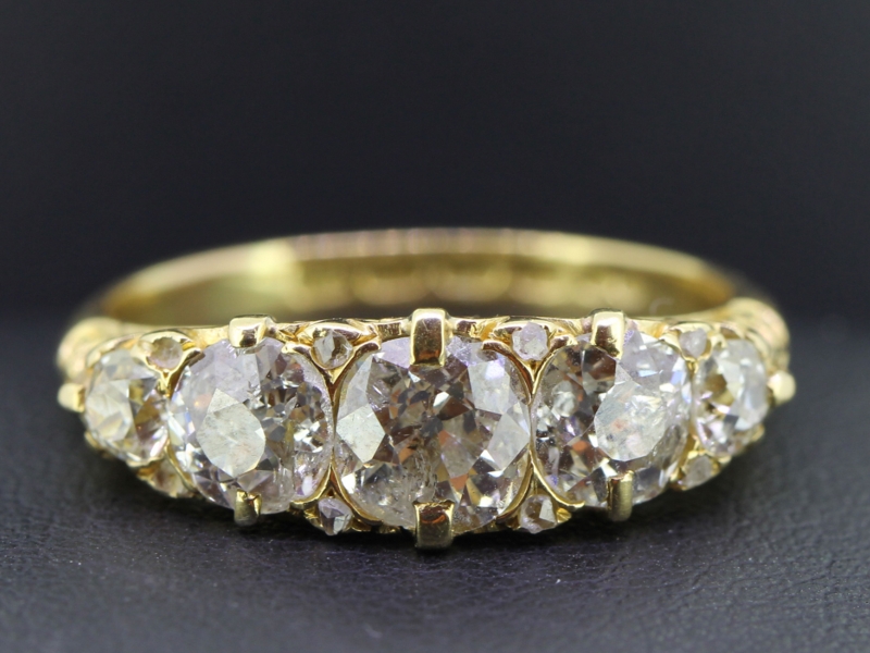 Fabulous edwardian five stone 18 carat gold ring