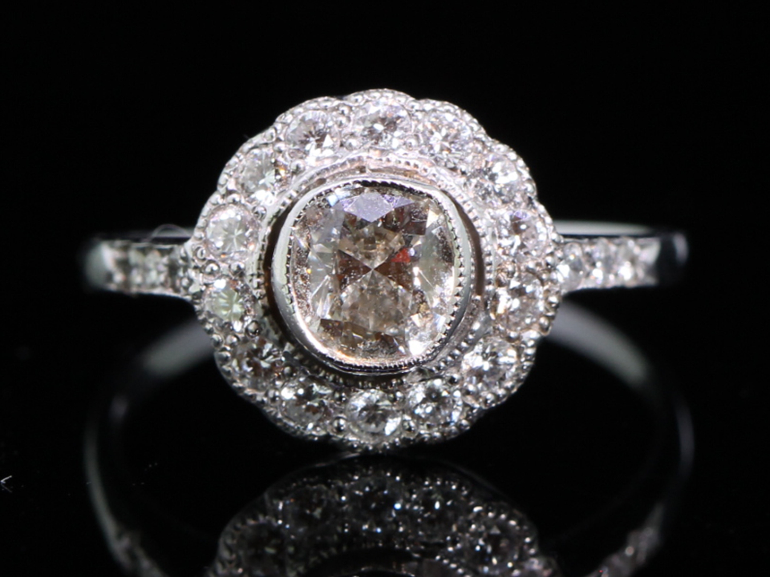  breathtaking vintage inspired 18ct gold diamond halo ring