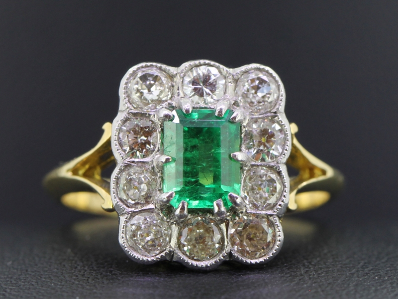 Spellbinding emerald and diamond 18 carat cluster ring