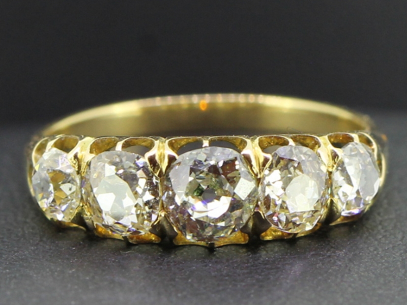 Stunning five stone edwardian 18 carat gold ring