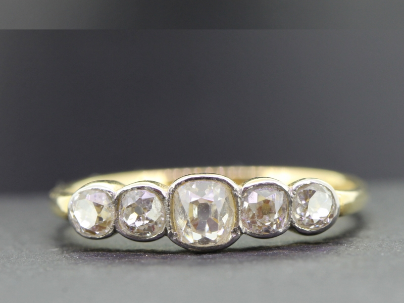  enchanting five stone diamond 18 carat gold ring