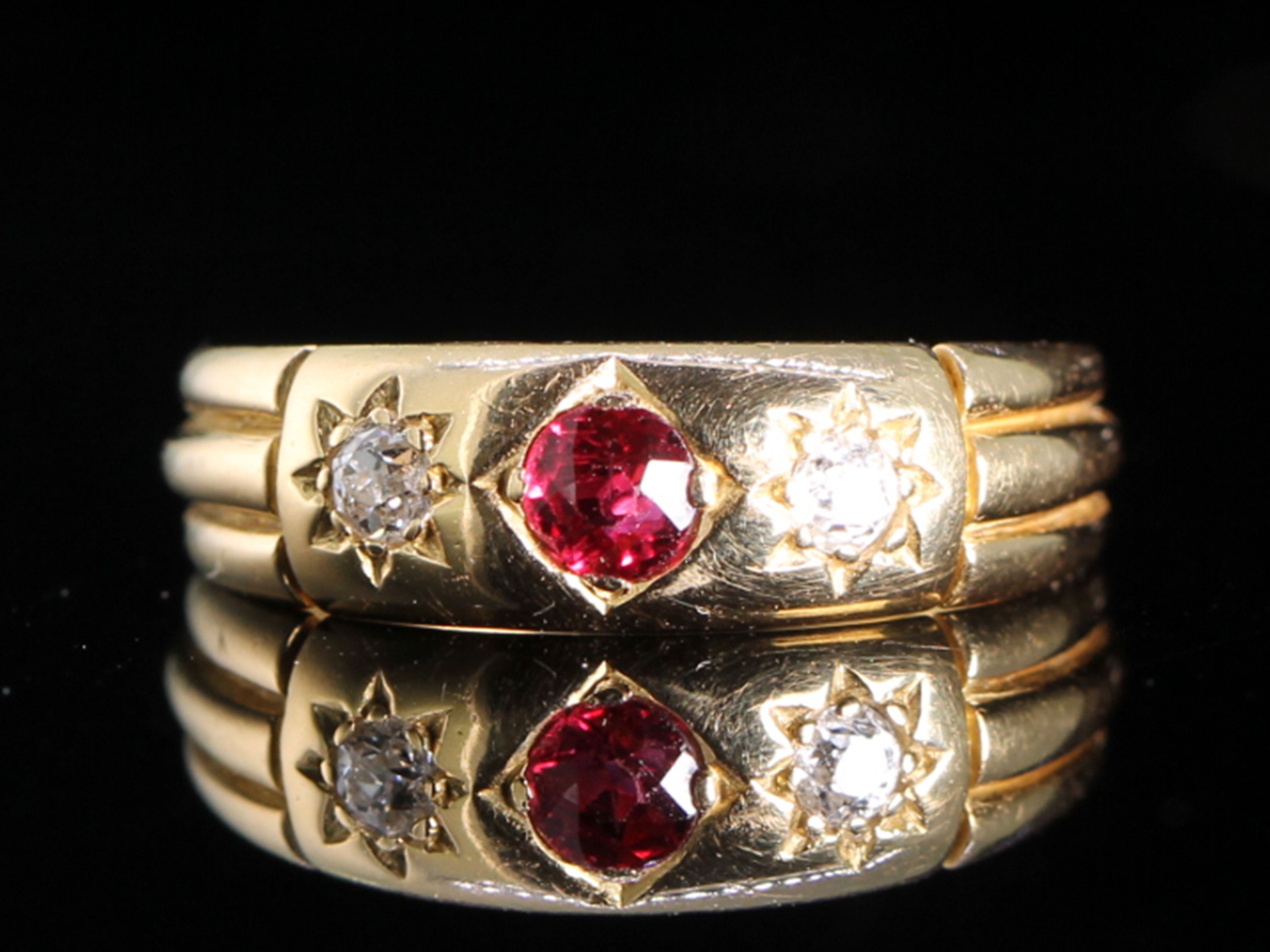 Edwardian ruby and diamond 18ct gold ring