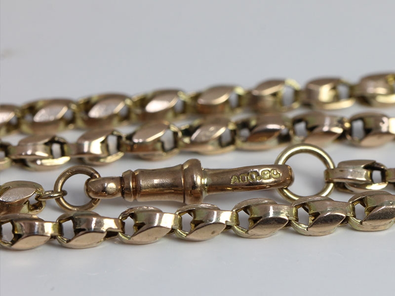 lovely fancy link edwardian 9 carat gold guard chain