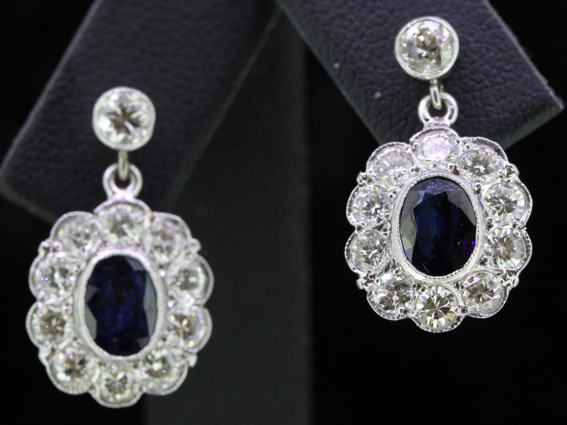 Stunning pair of sapphire and diamond earrings