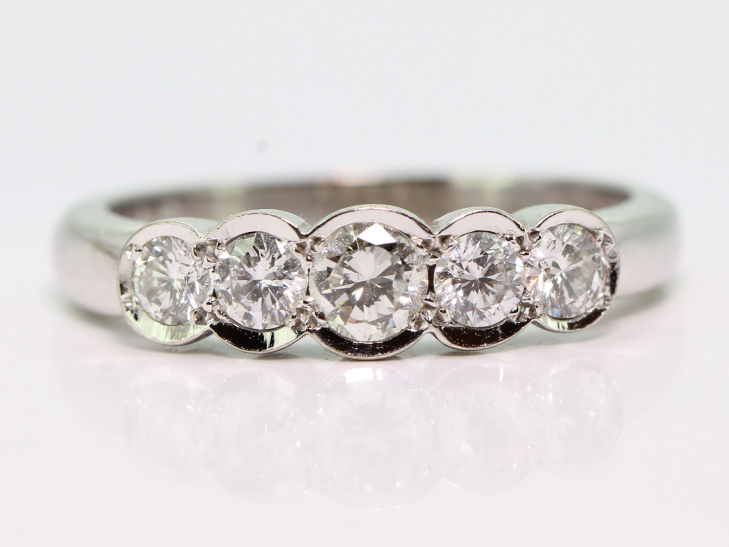 Glamorous five stone diamond 18 carat  gold  ring