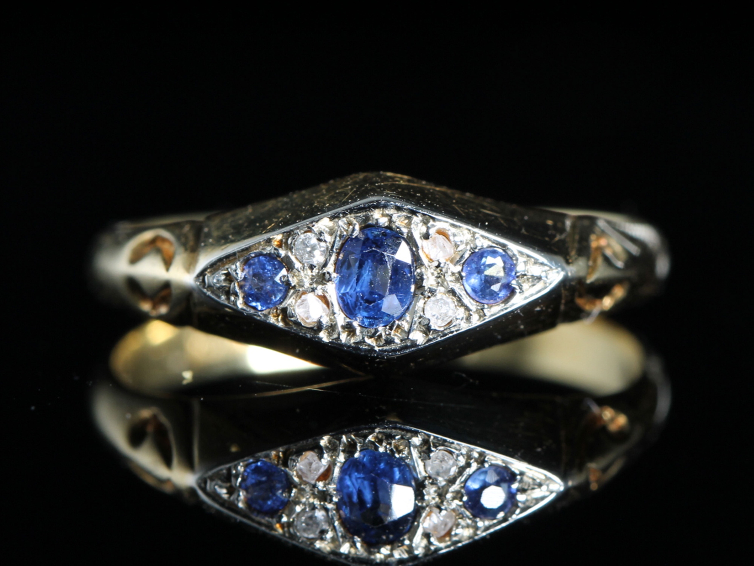  edwardian sapphire and diamond 18ct gold ring 