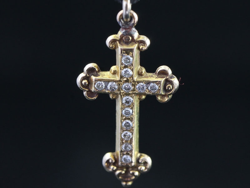 Stunning edwardian diamond and turquoise gold cross