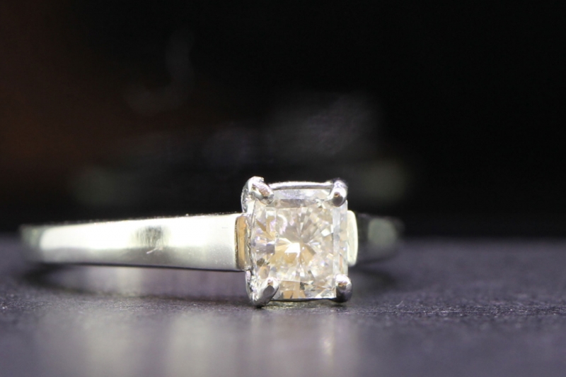 Stunning asscher cut diamond platinum solitaire