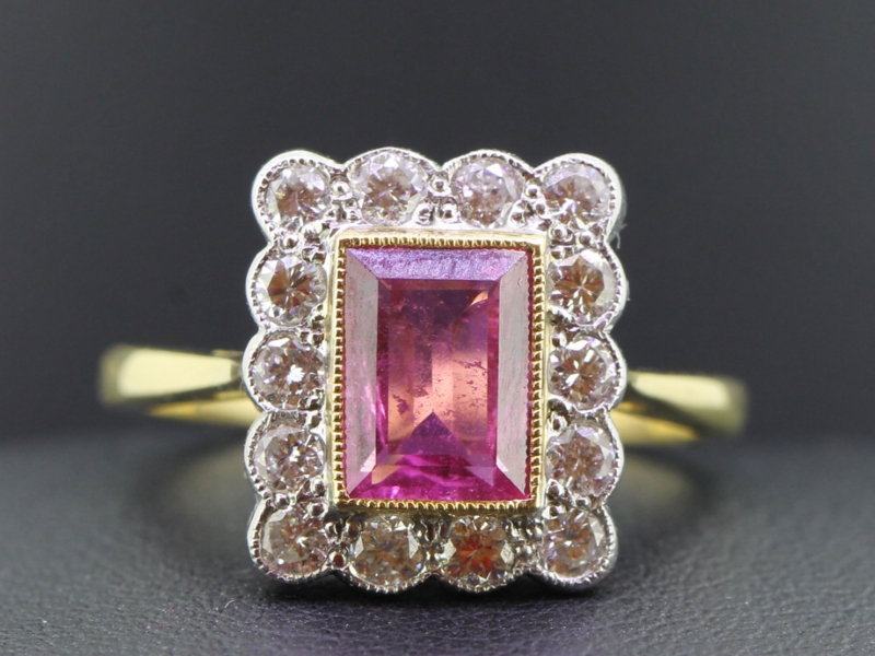  sophisticated pink tourmaline an diamond 18 carat gold ring