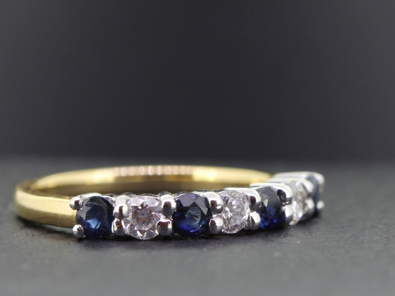 Beautiful sapphire and diamond eternity 18 carat gold ring