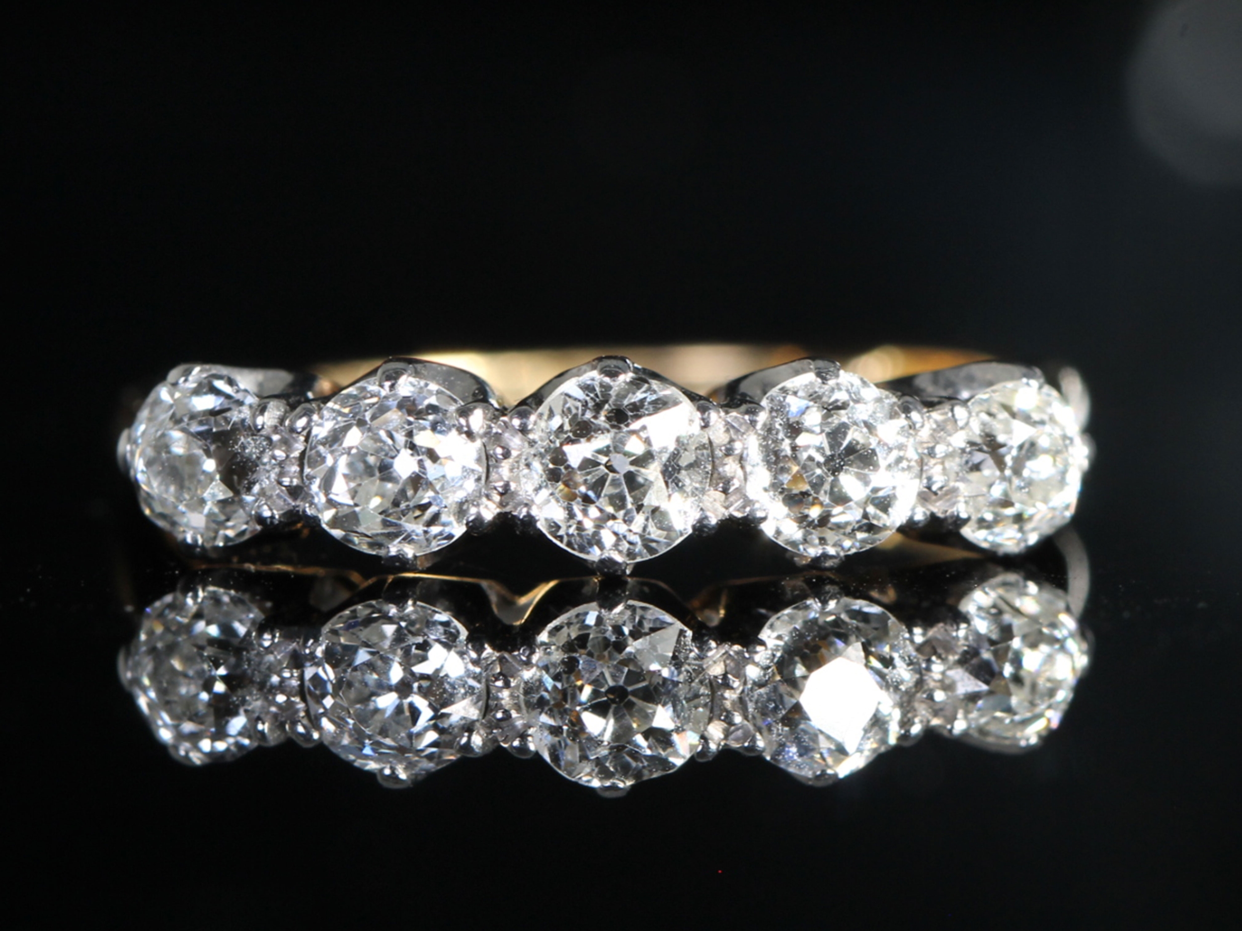 Edwardian five stone diamond 18ct gold ring