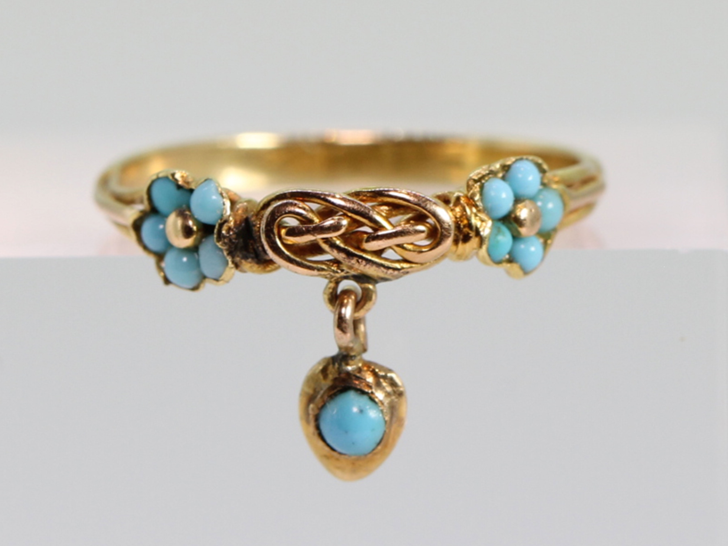  victorian forget me not and heart love knot 18ct gold ring