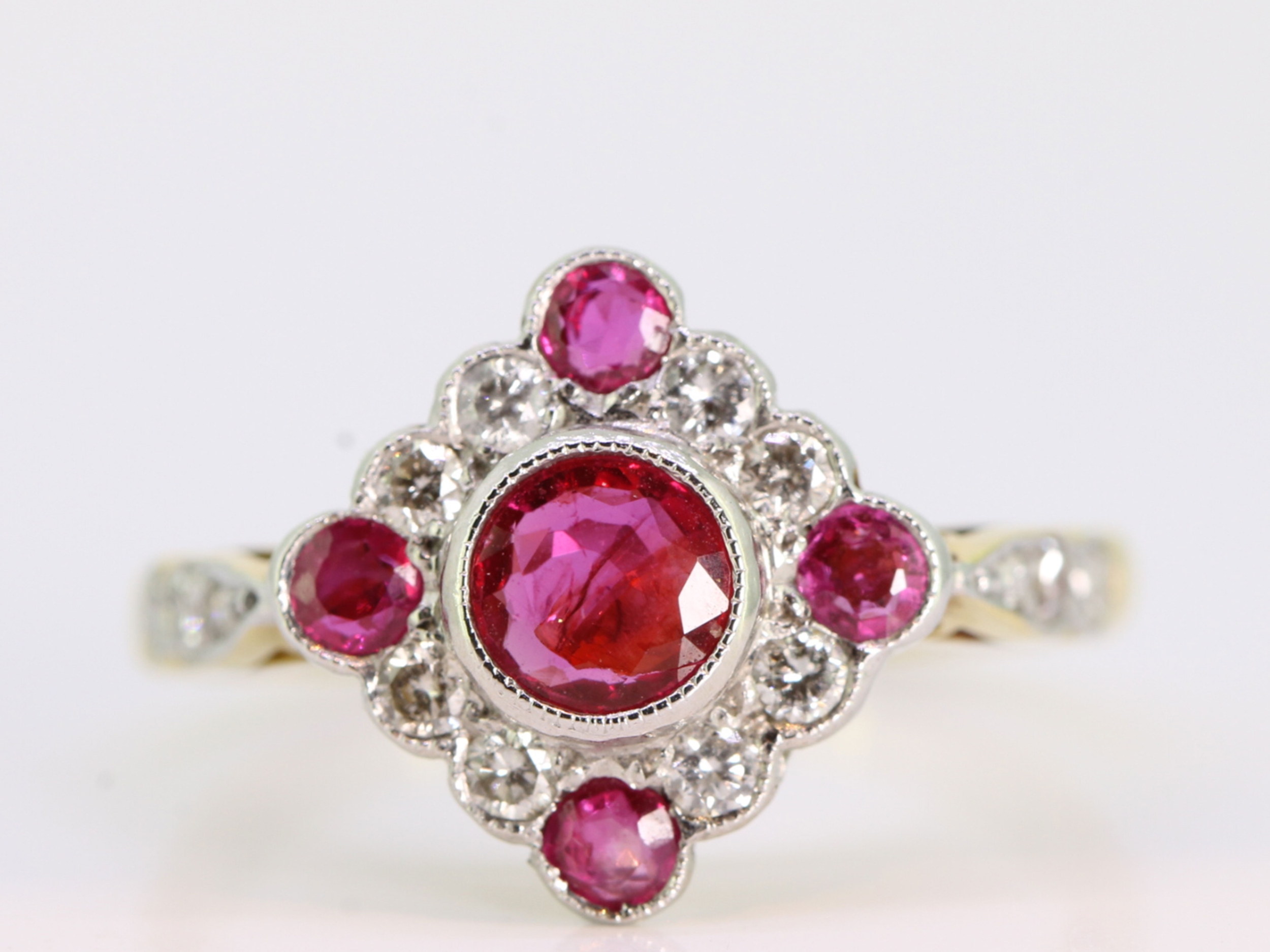  wonderful burmese ruby and diamond 18 carat gold ring