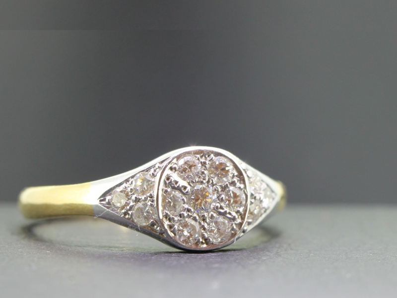 Impressive diamond pavee set diamond 18 carat gold signet ring