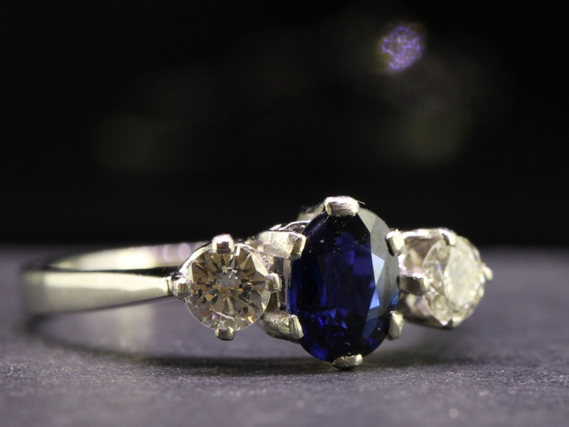  wonderful sapphire and diamond trilogy platinum ring