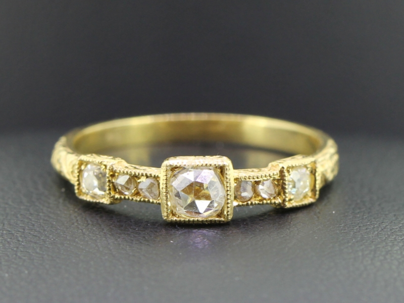 Wonderful georgian diamond 18 carat gold band ring