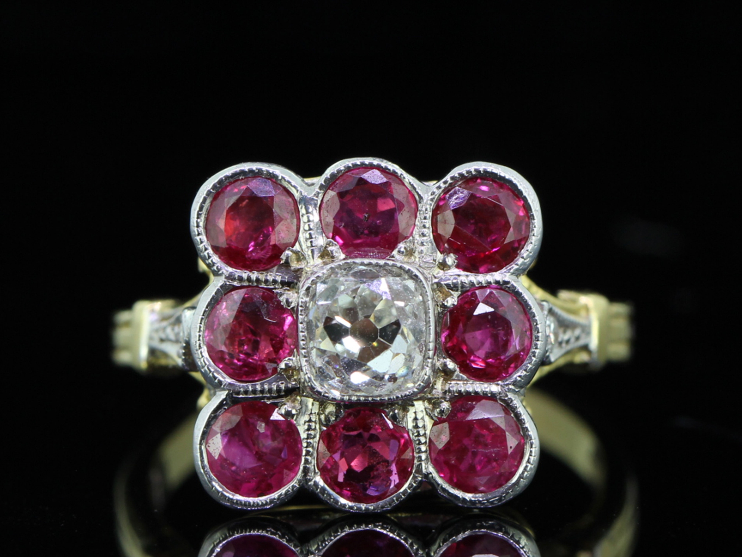 Spectacular burmese ruby and diamond 18 carat gold ring