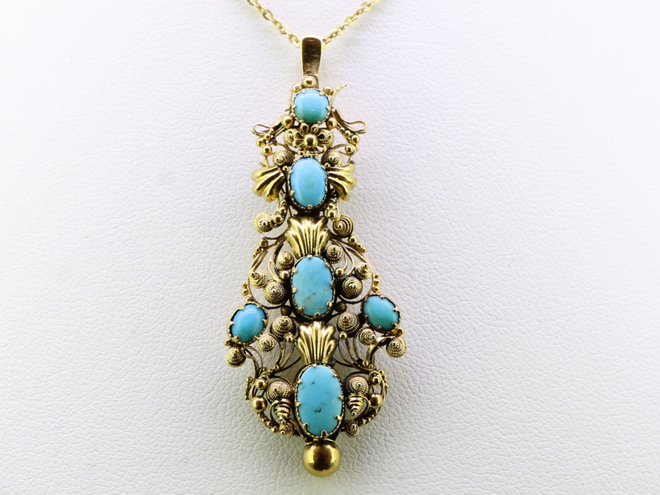 Incredible turquoise gold georgian pendant