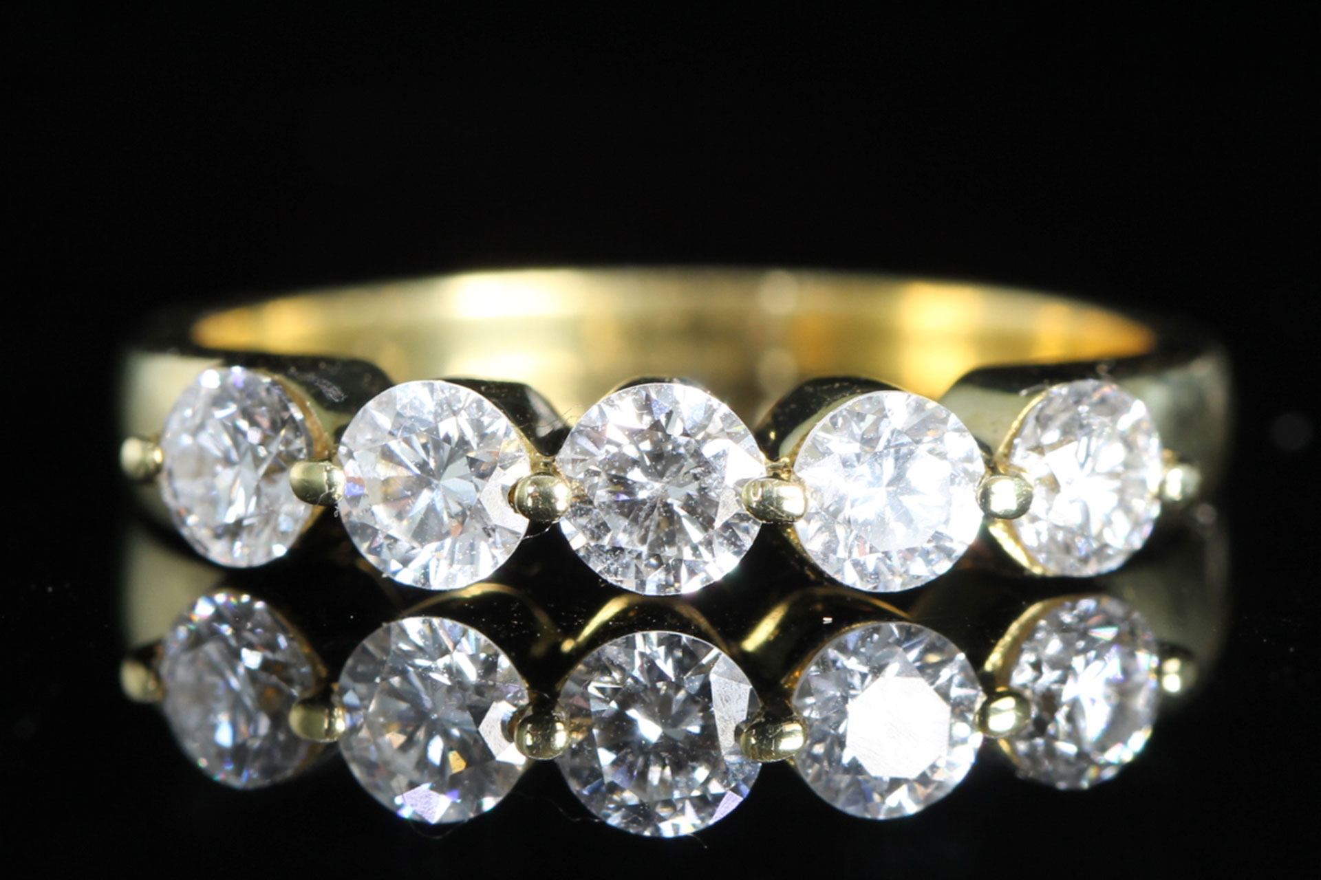 Vintage diamond 18ct gold five-stone band ring