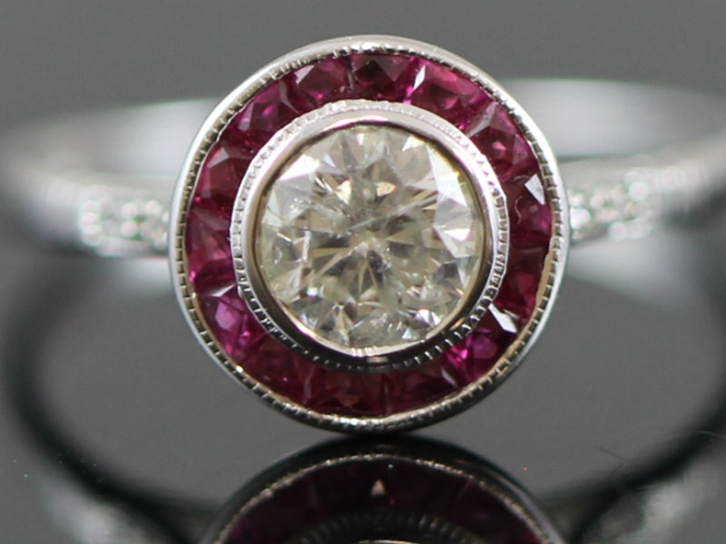 Beautiful ruby and diamond platinum ring