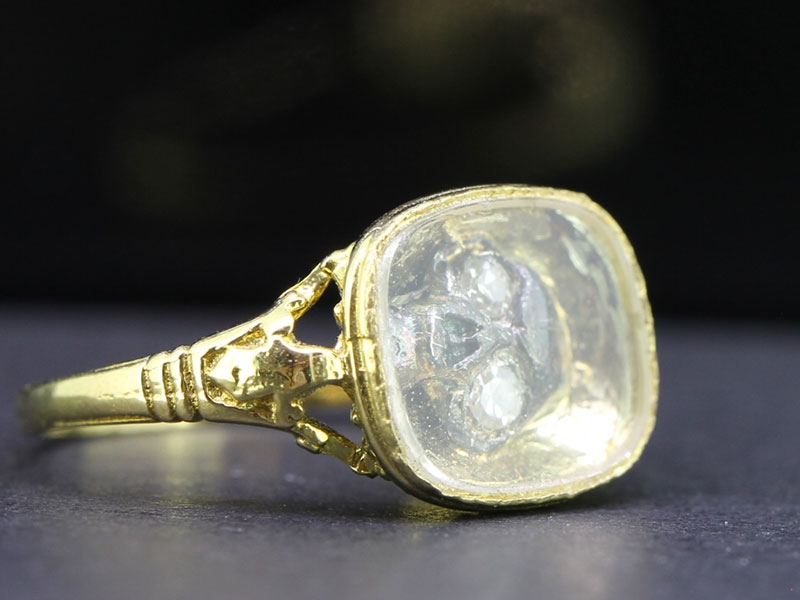 Victorian inspired mourning silver set diamond skull 18 carat gold ring