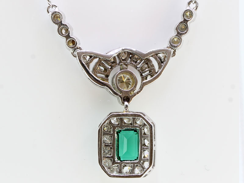  stunning emerald and diamond art deco inspired necklace