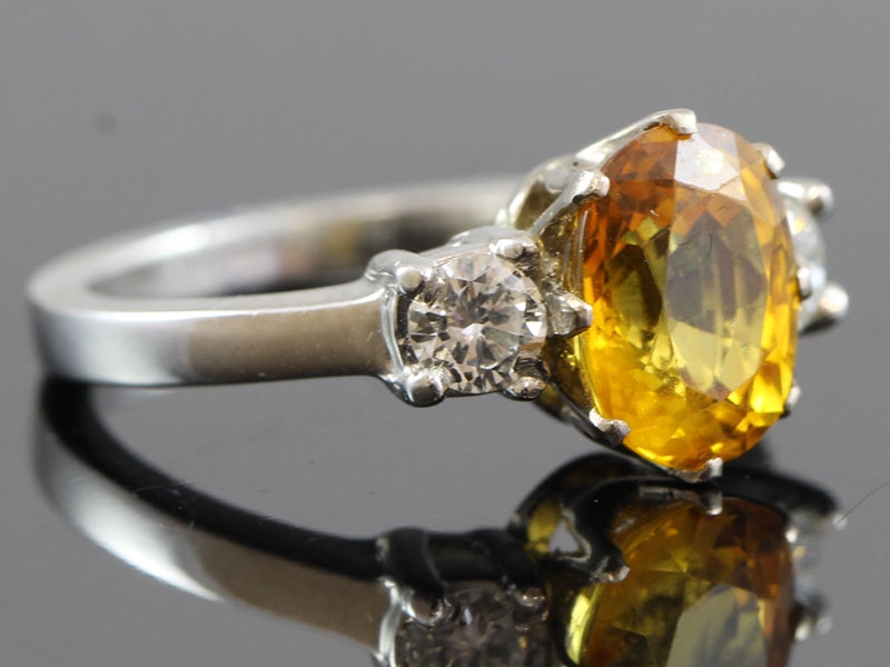 Beautiful sapphire and diamond trilogy platinum ring