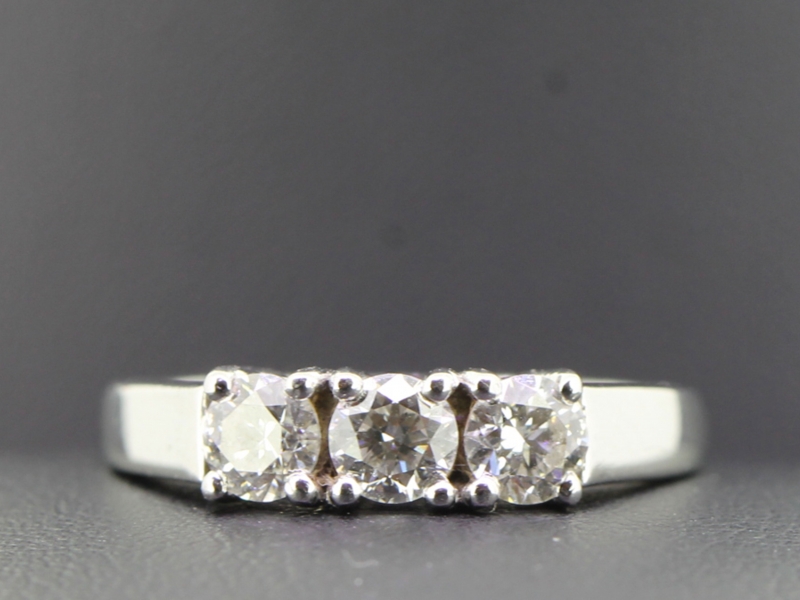 Beautiful three stone diamond platinum ring
