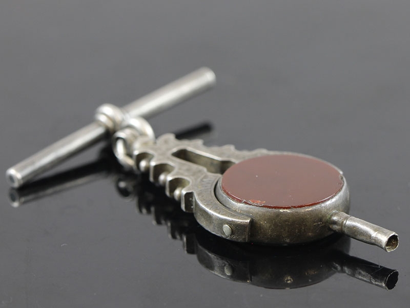Edwardian silver watch t-bar key fob