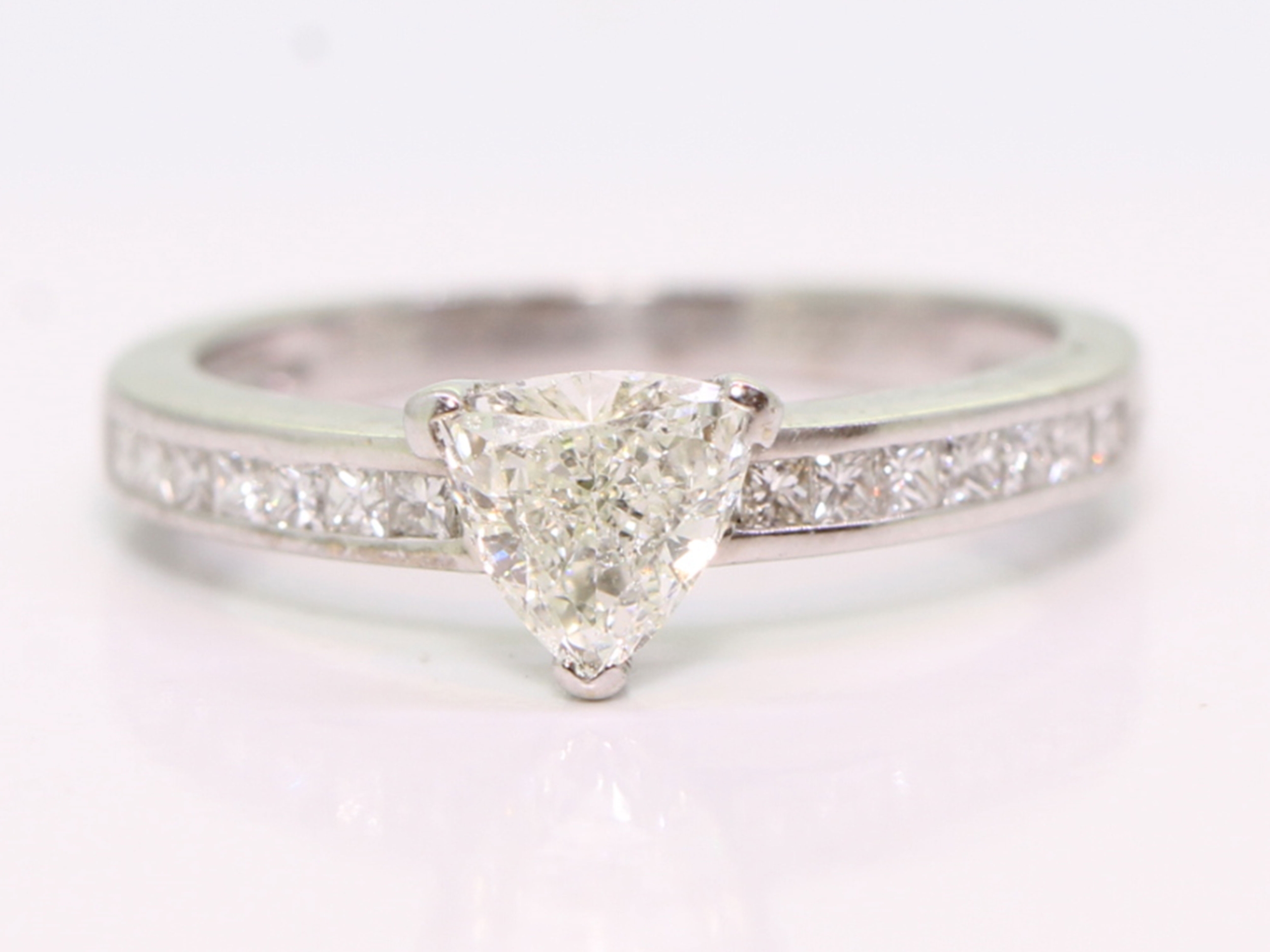 Trillion cut diamond 18ct gold solitaire ring 