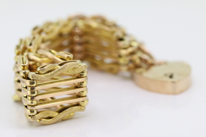   beautiful 9 carat rose gold fancy gate bracelet